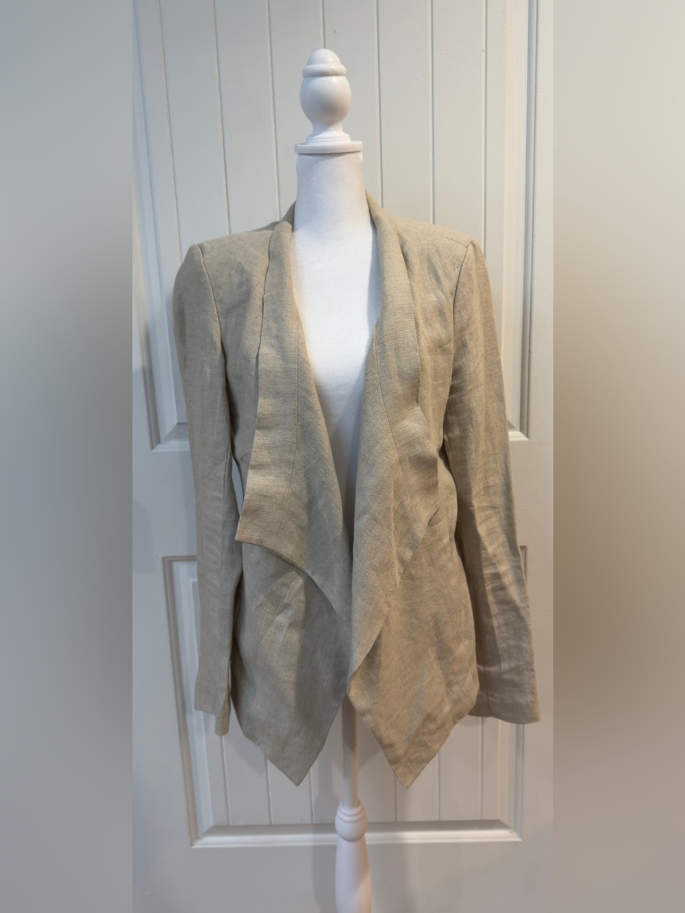 Michael Kors 100% Linen Drape Front Open Blazer Women’s Size 8 Lagenlook Travel